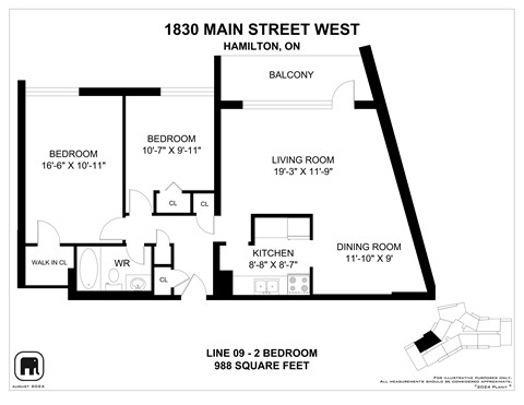 A floor plan of a home at 1830 Main Street West, Hamilton, ON.